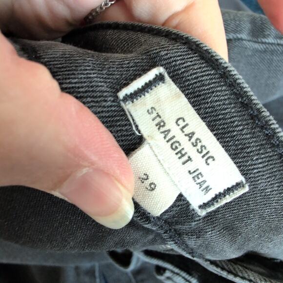 Madewell Classic Straight Jeans Lunar Wash Womens 29 Black High Rise Cropped EUC - Picture 6 of 10